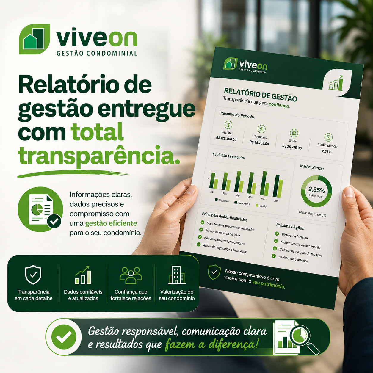 Relatório de gestão entregue com total transparência. 📊